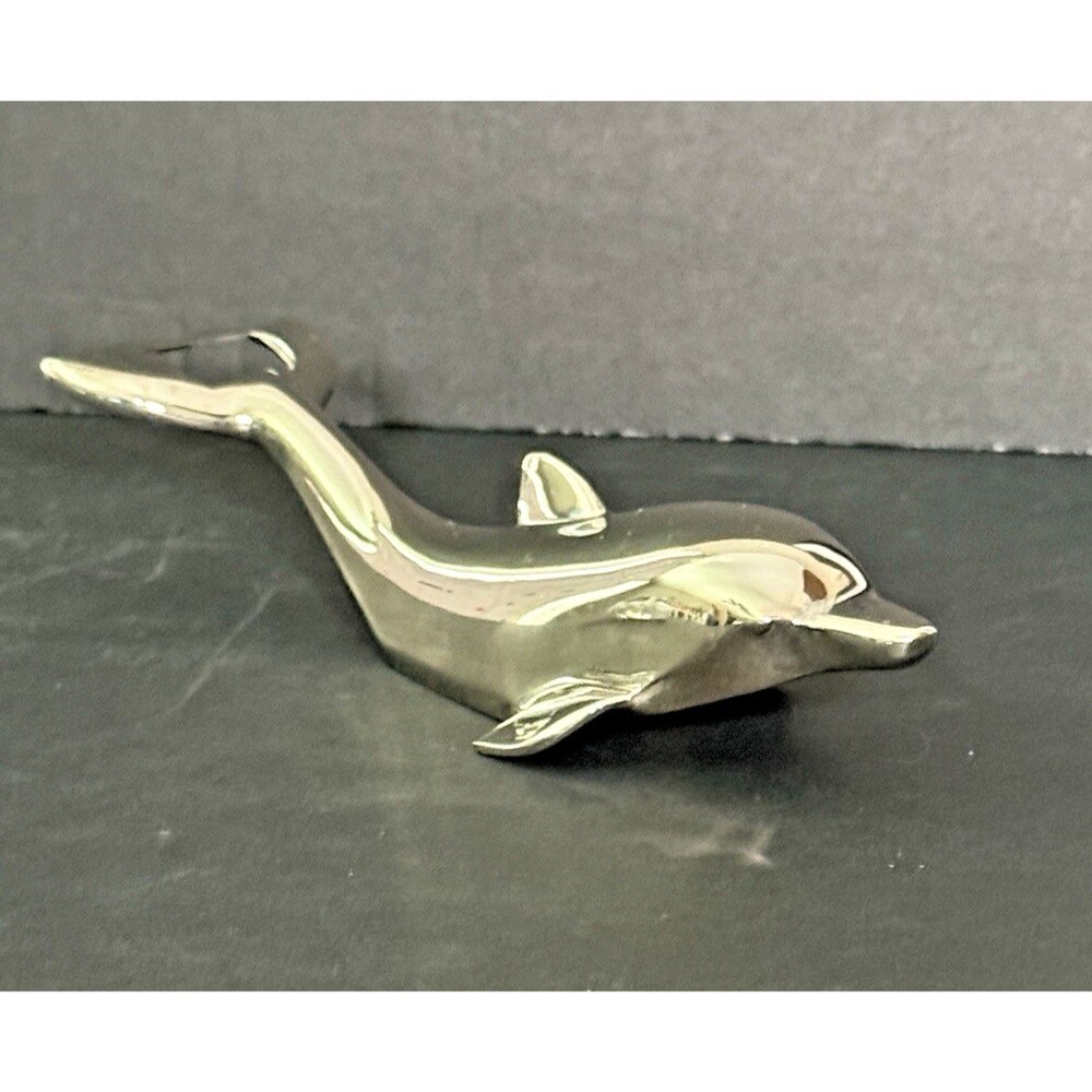 Vintage Dolphin Bottle Opener 7" Silver Tone Metal Nautical Barware Coastal